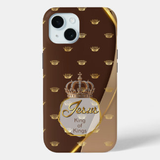 Coque Pour iPhone 15 Jésus Élégant Couronne Dorée Neutre Roi des Rois