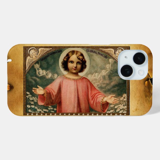 Coques Case-Mate iPhone JÉSUS ENFANT AUX ANGES, Parchemin Brown (Verso (horizontal))