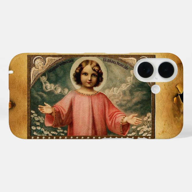 Coques Case-Mate iPhone JÉSUS ENFANT AUX ANGES, Parchemin Brown (Verso (horizontal))