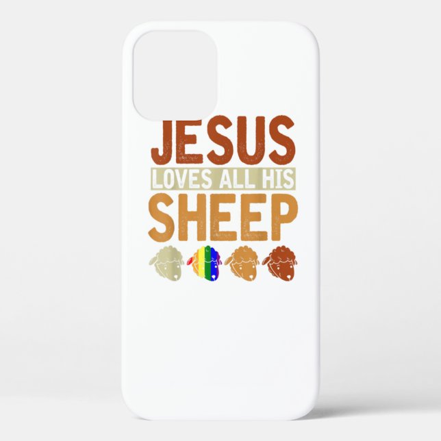 Coques Case-Mate iPhone Jésus Loves All His Sheep Christianity Rainbow Lgb (Verso)