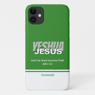 Case-Mate iPhone Case JESUS YESHUA Écriture personnalisée VERT