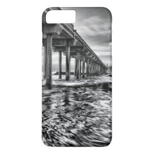Coque iPhone 8 Plus/7 Plus Jetée en N&B à l'aube, Californie