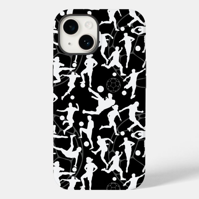 Coques Case-Mate iPhone Jeu de football Motif.b Black BG (Verso)
