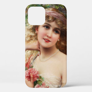 Coque iPhone 12 Jeune Dame avec Roses par Emile Vernon