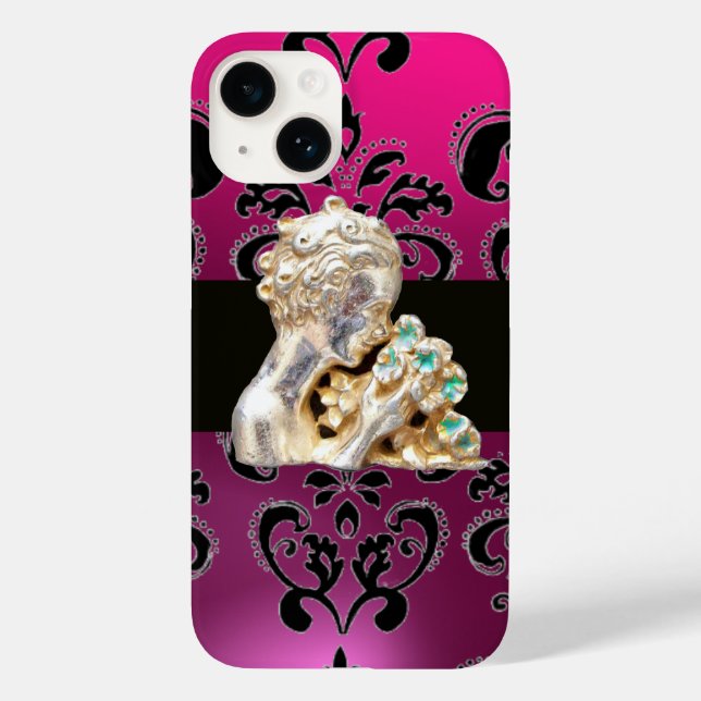 Coques Case-Mate iPhone JEUNE FILLE AUX FLEURS ROSE NOIRE DAMASK Améthyste (Verso)