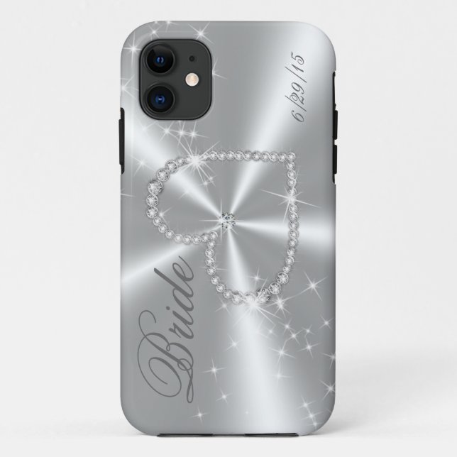 COQUES Case-Mate iPhone JEUNE MARIÉE - COEUR DE DIAMANT SUR LE SATIN (Dos)