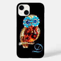 JEWEL OWL MONOGRAM Or, Turquase Bleue Topaz