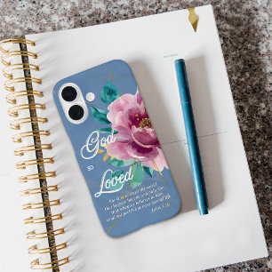 Coque Pour iPhone 16 John 3:16 Aquarelle rose Floral Christian