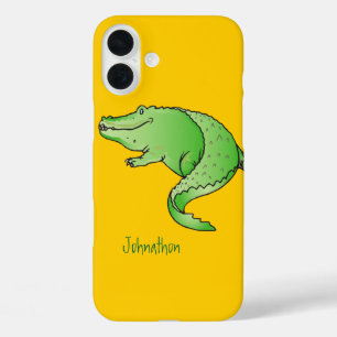 Coques iPhone 16 Plus Joli Alligator vert et jaune