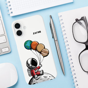 Coques iPhone 16 Plus Joli Astronaute Fantaisiste tenant la Planète, Esp