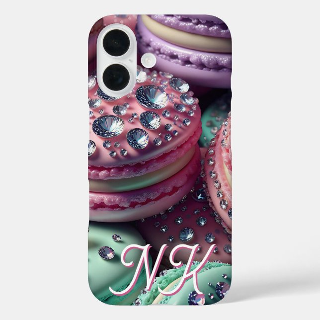 Coques Case-Mate iPhone Joli Bling de Macaron Monogrammé (Verso)