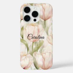 Coques iPhone 16 Pro Joli Blush Crème rose Tulips Floral