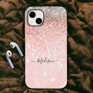 Coque Pour iPhone 14 Joli blush rose faux argent parties scintillant mo