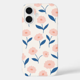 Coque Pour iPhone 16 Joli Boho Chic Fleurs Rose Motif