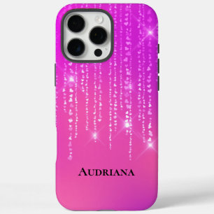 Coques iPhone 16 Pro Max Joli Bokeh Rose Coeurs Étincelants