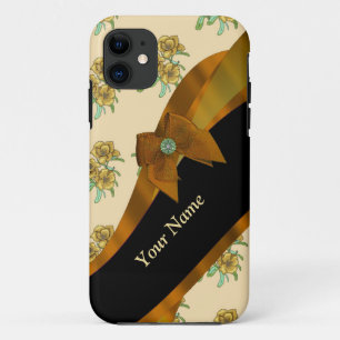 Coques Pour iPhone Joli brun vintage fleuri motif