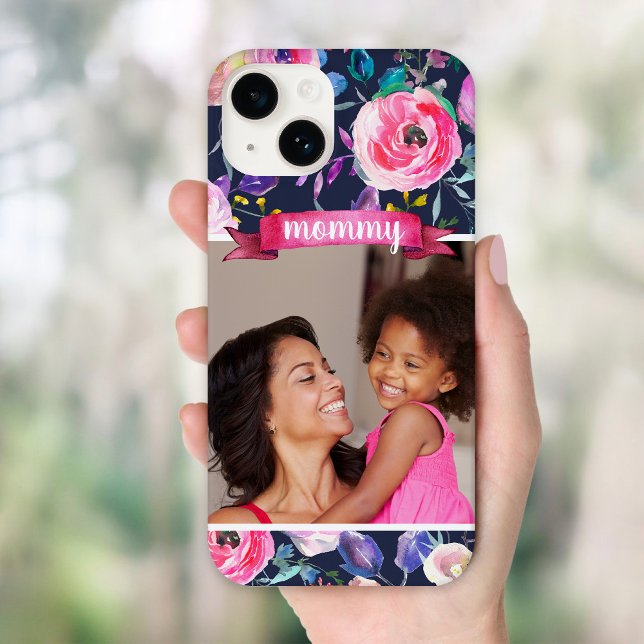 Coques Case-Mate iPhone Joli cadeau Floral personnalisé photo pour maman (Créateur téléchargé)