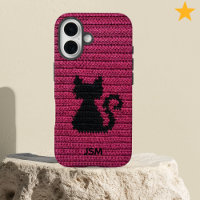 Joli Chat au Crochet en Fuchsia avec Monogramme In