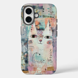 Coque Pour iPhone 16 Joli Chat Blanc