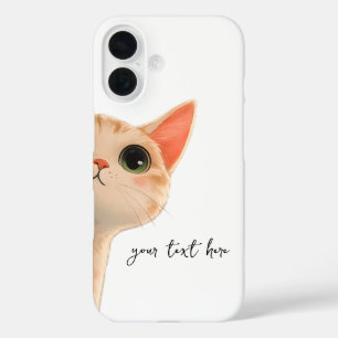 Coque Pour iPhone 16 Joli chat tigré orange qui regarde avec un texte p