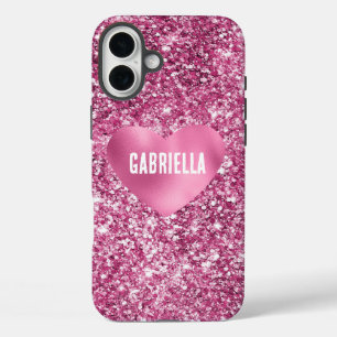 Coques iPhone 16 Plus Joli coeur de Parties scintillant rose glam
