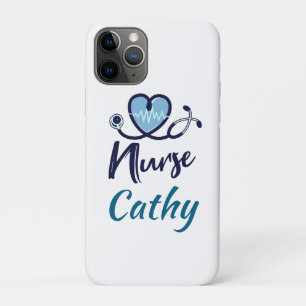 Case-Mate iPhone Case Joli cœur d'infirmière bleue Personnaliser