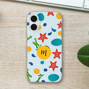 Coque Pour iPhone 16 Joli collage de plage océanique monogramme personn