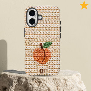Coque Pour iPhone 16 Joli Crochet Peche Fruit Fil Personnaliser Nom Ini