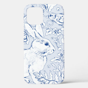 Case-Mate iPhone Case Joli croquis bleu et blanc lapin Oiseau floral feu