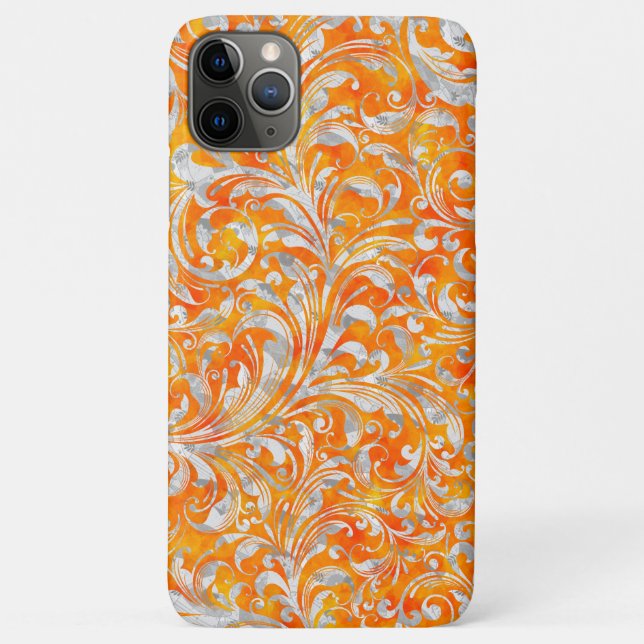 Coques Case-Mate iPhone Joli design floral tourbillon orange (Dos)