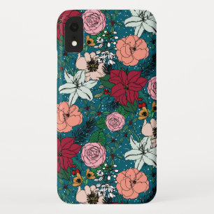 Case-Mate iPhone Case Joli design hivernal fleuri et blanc points