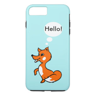 Coques Pour iPhone Joli dessin animé renard sur un arrière - plan ble