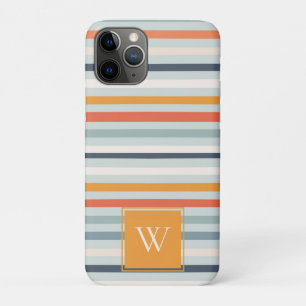 Case-Mate iPhone Case Joli Dusky Orange Bleu Motif rayé Monogramme