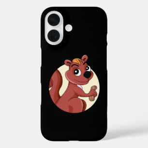 Coque Pour iPhone 16 Joli écureuil en caricature avec une cacahuète