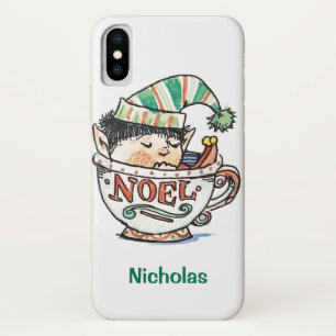Coques Pour iPhone Joli elfe de Noël de dessin animé dormant dans une