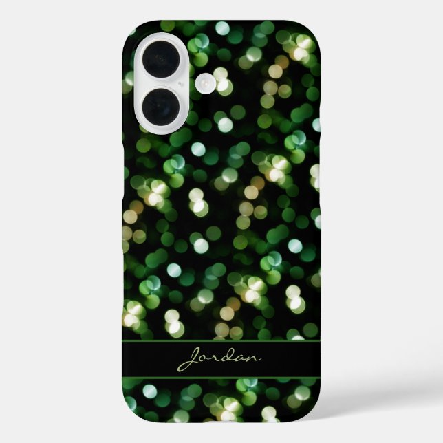 Coques Case-Mate iPhone Joli émeraude vert & or éclat lumières avec nom (Verso)