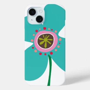Coque Pour iPhone 15 Joli été Aqua Blue Daisy Pop Flower Whimsical
