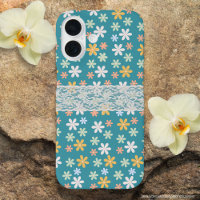Joli floral turquoise avec dentelle blanche Fille 