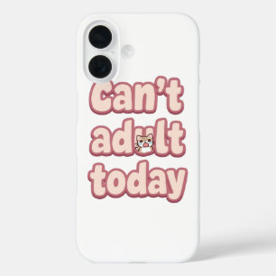 Coque Pour iPhone 16 Joli Graphique Rose avec Chat qui Regarde