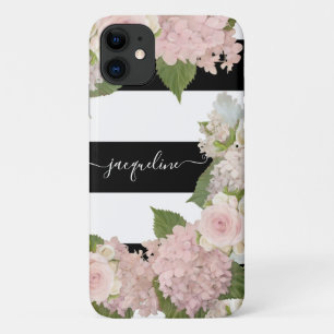Case-Mate iPhone Case Joli Hydrangée Rose noir blanc éclaboussé Flora