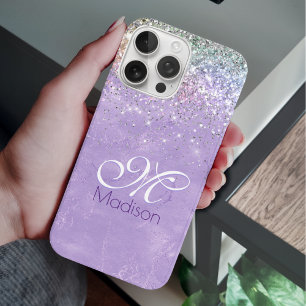 Coques iPhone 16 Pro Joli Iridescente lilas violet faux parties scintil