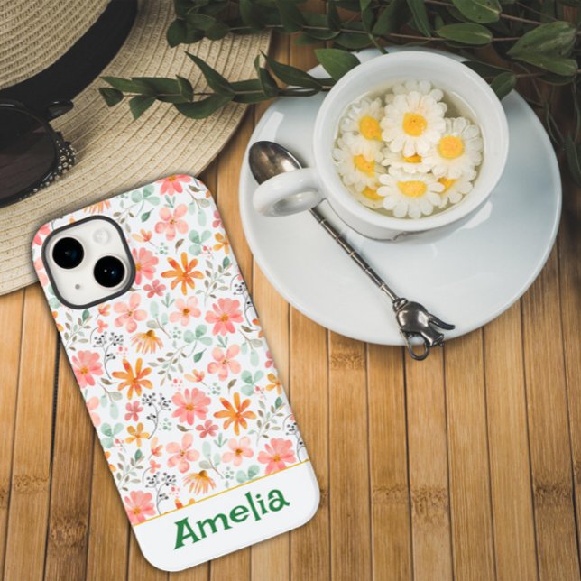 Coques Case-Mate iPhone Joli jardin rose orange nom du motif (Créateur téléchargé)