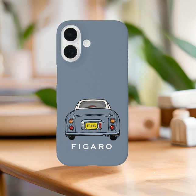 Coques Case-Mate iPhone Joli Lapis Gris Figaro Voiture Monogrammes Figarat (Cute lapis grey figaro phone case with space for your name or initials)