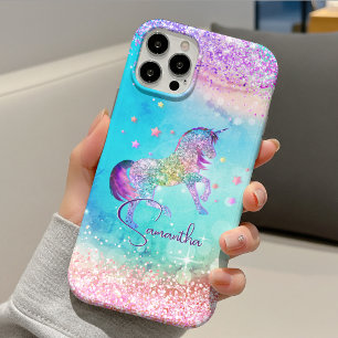 Case-Mate iPhone Case Joli licorne rose paillettes arc-en-ciel aqua mono