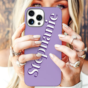 Coques iPhone 16 Pro Max Joli Minimaliste Violet Nom Personnalisé