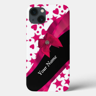 iPhone 13 Case Joli monogramme à motif rouge et blanc