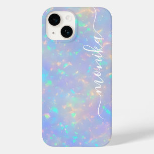 Coque Pour iPhone 14 Joli Monogramme Holographique De Luxe Pour Fille