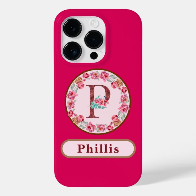 Coques Case-Mate iPhone Joli Monogramme P Floral (Verso)