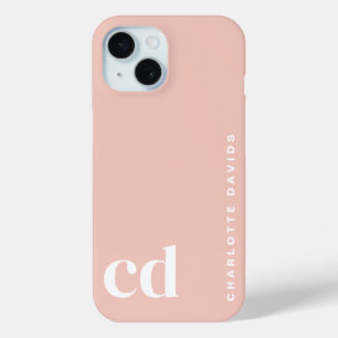 Coque Pour iPhone 15 Joli Monogramme rose fille