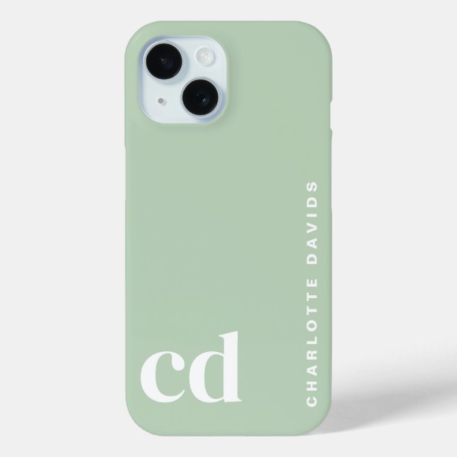 Coques Case-Mate iPhone Joli Monogramme vert fille (Verso)